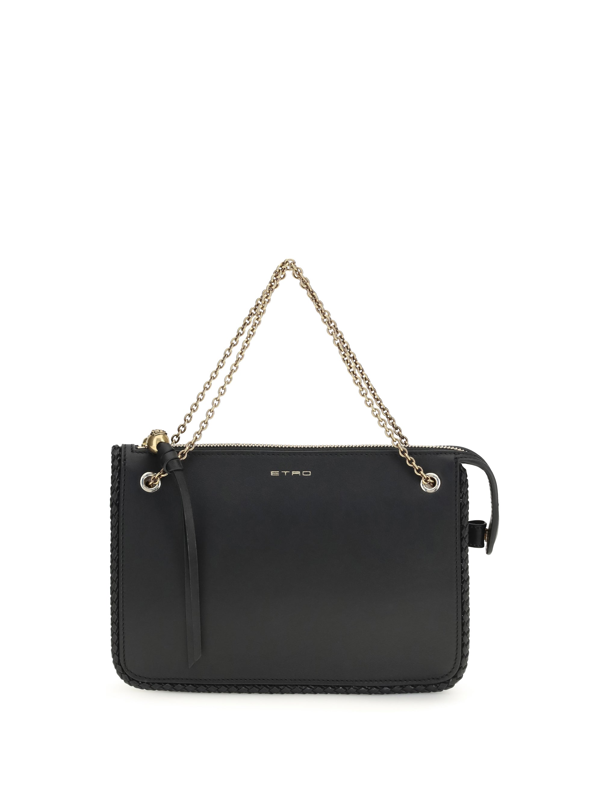 Etro Calf Leather Crossbody Clutch — Black