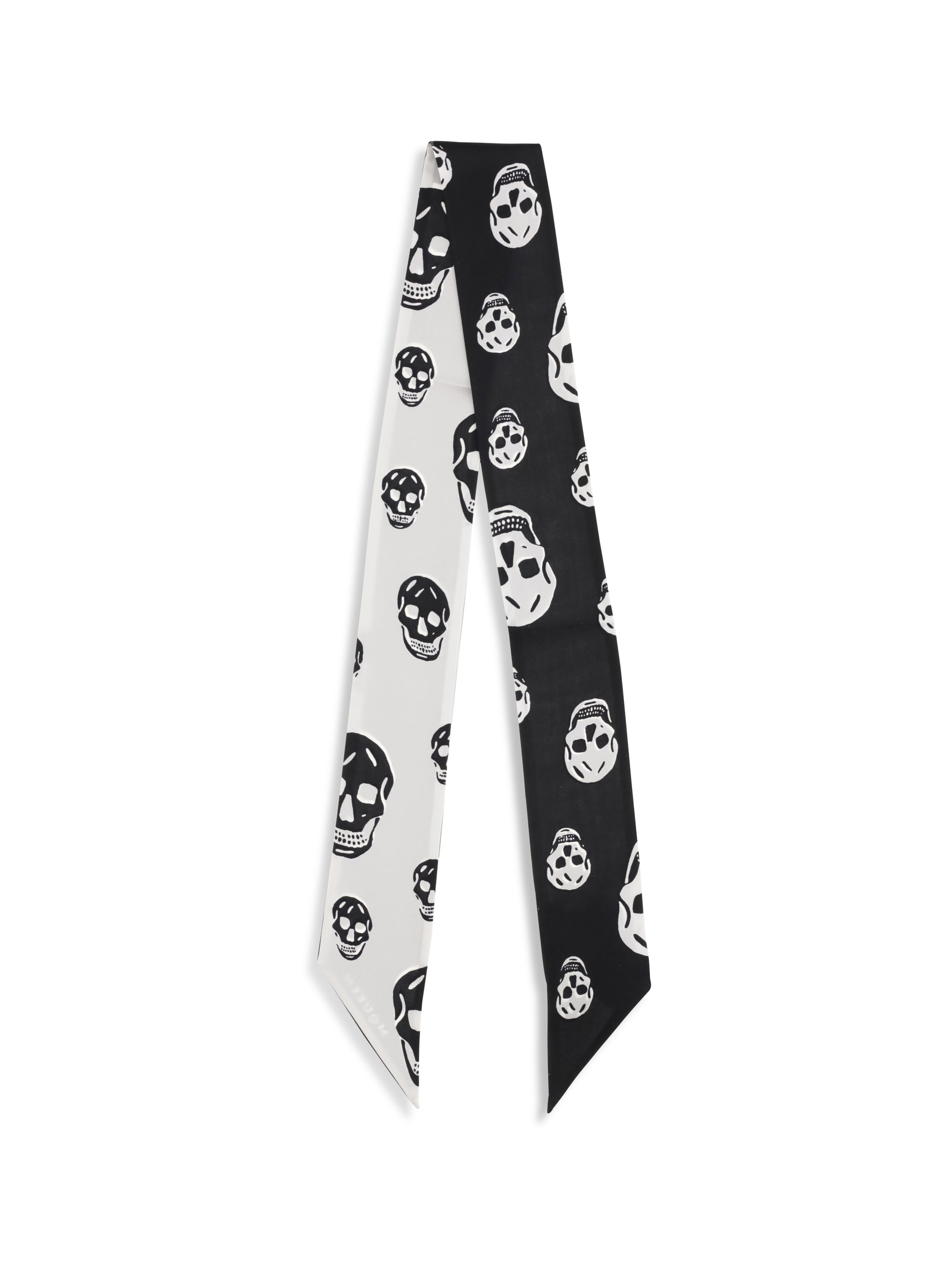 Alexander McQueen Skull-Print Silk Scarf — Black
