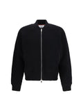 Thom Browne Ribbed Wool Knit Bomber Jacket — Black