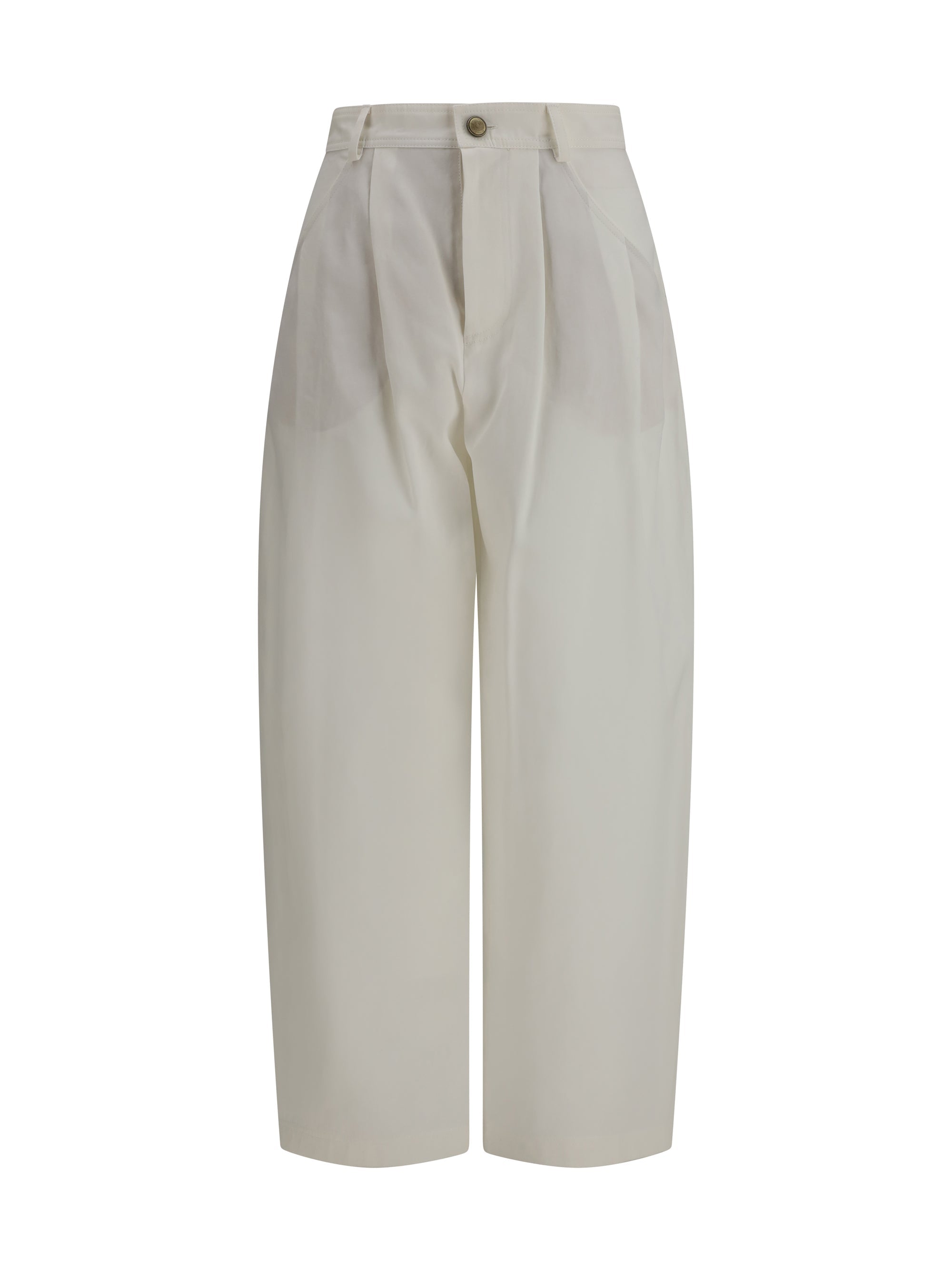 Brunello Cucinelli Barrel Fit Trousers — White