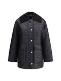 Ganni Glossy Finish Quilted Down Jacket — Black