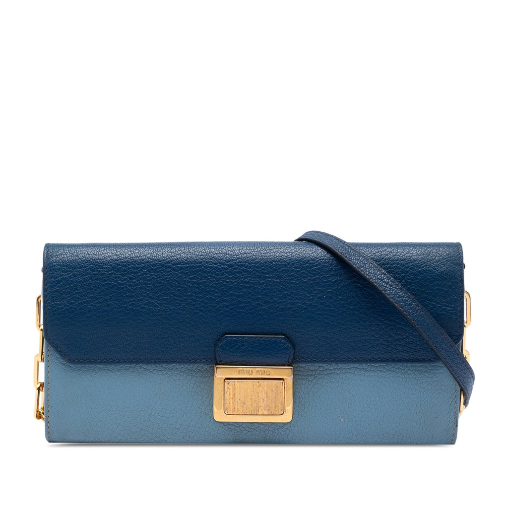 Bicolor Goatskin Madras Wallet on Chain