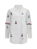 Thom Browne Sailboat-Embroidered Shirt — White