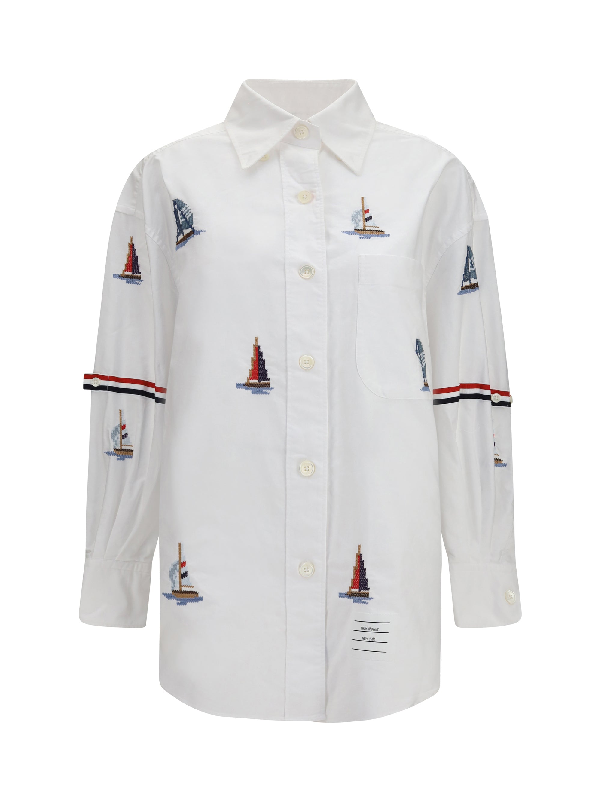Thom Browne Sailboat-Embroidered Shirt — White