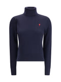 Jersey de cuello alto de lana merino AMI Paris - Azul marino
