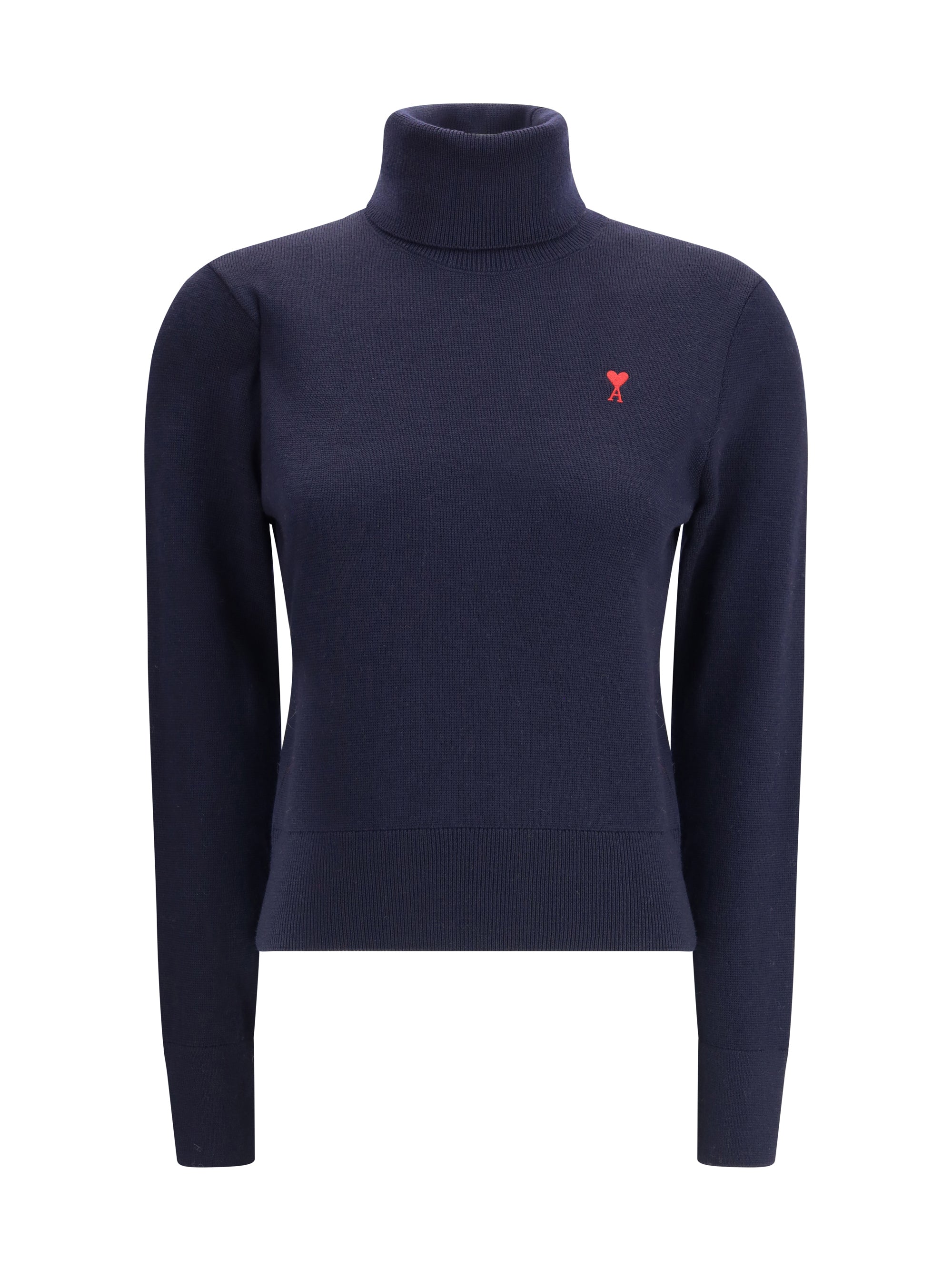 Jersey de cuello alto de lana merino AMI Paris - Azul marino