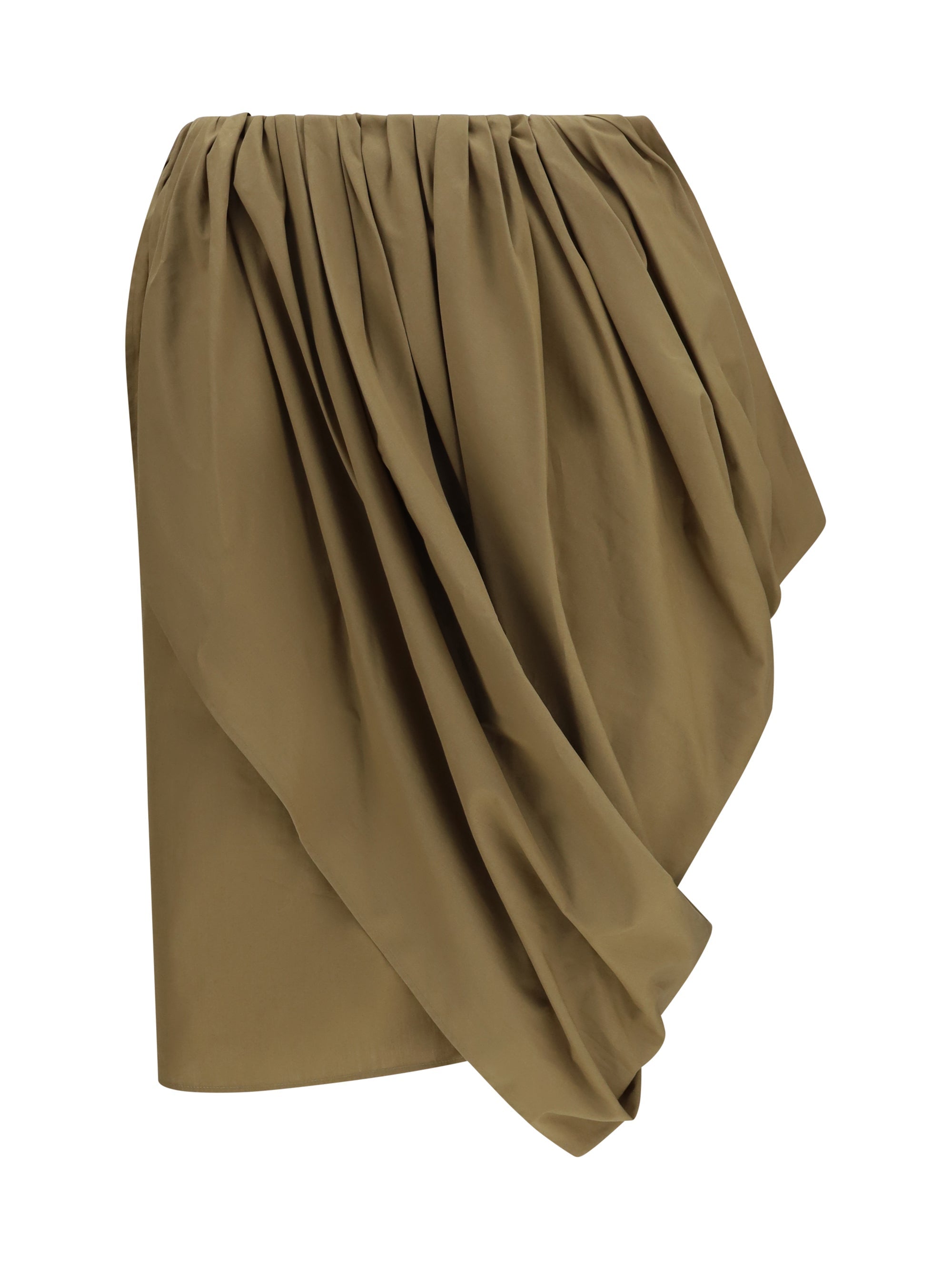Chloé Draped Cotton Skirt — Olive