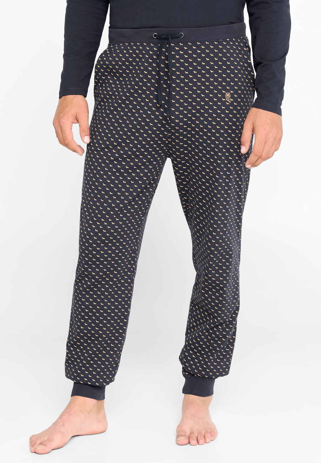 Pantalón Pijama Hombre Largo Algodón Punto Cuadros - Azul 8510_39