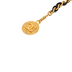 Gold Plated Leather Woven Medallion Chain Belt