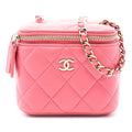 Mini Quilted Lambskin Top Handle Vanity Case With Chain