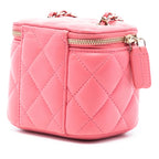 Mini Quilted Lambskin Top Handle Vanity Case With Chain