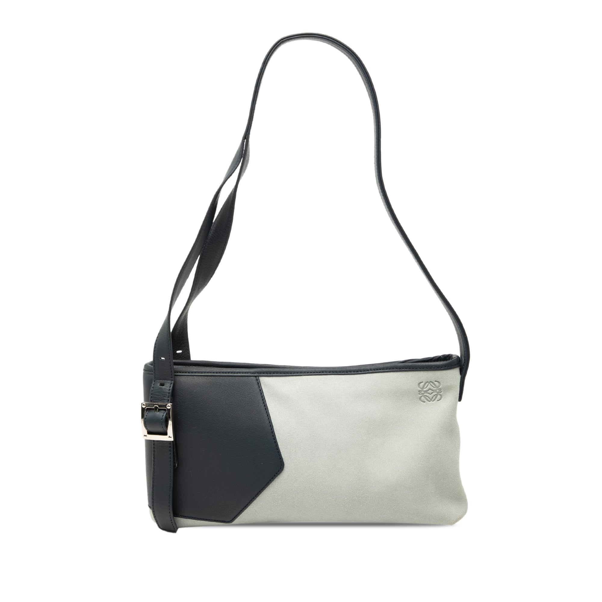 Suede Anagram Switching Shoulder Bag