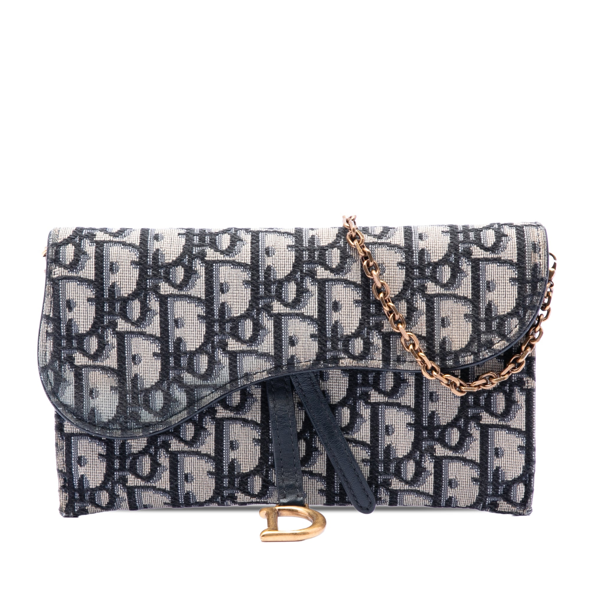 Oblique Canvas Saddle Wallet On Chain