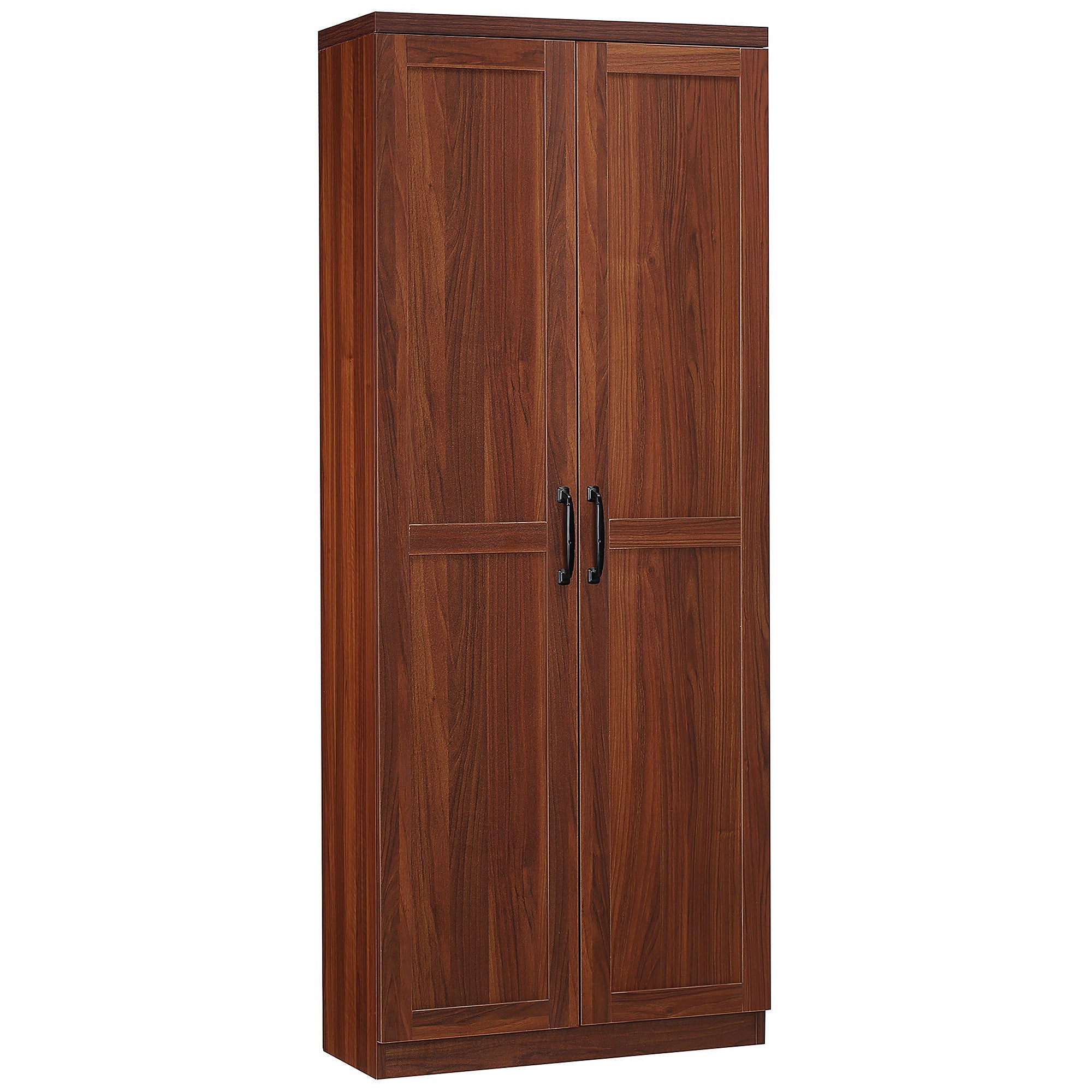 63" 2-Door Kitchen Pantry with 5-tier Shelving and 2 Adjustable Shelves, Brown