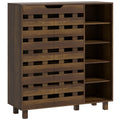 5-Tier Shoe Cabinet with Double Doors and Open Shelves for 21 Pairs, Brown