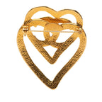 CC Gold Plated Double Heart Brooch