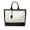 Bicolor Canvas and Leather Cabas Tote