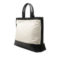 Bicolor Canvas and Leather Cabas Tote
