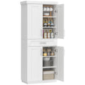 72" Freestanding Kitchen Pantry Cabinet with 4 Doors, Drawer and 3 Adjustable Shelves, White