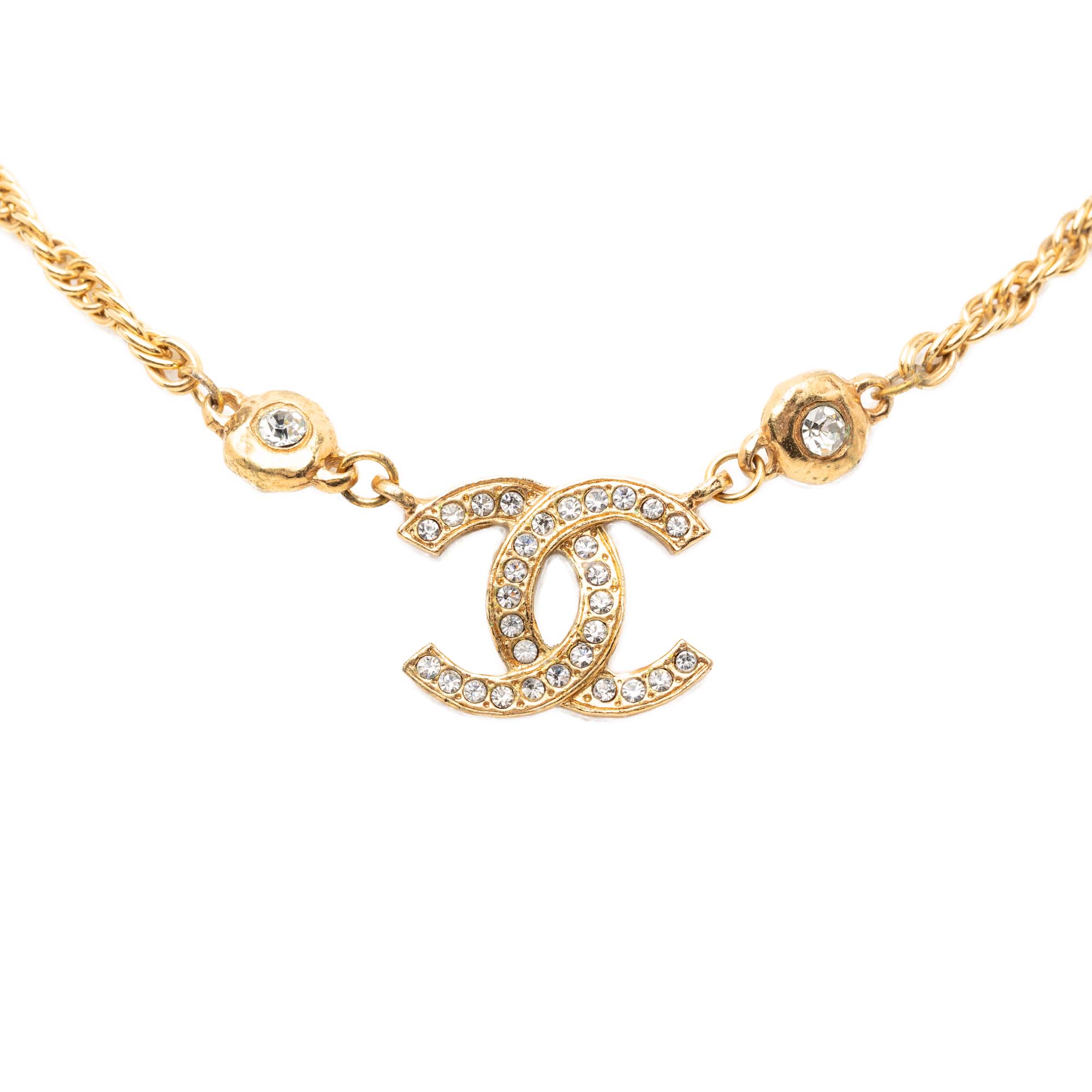 CC Gold Plated and Strass Pendant Necklace