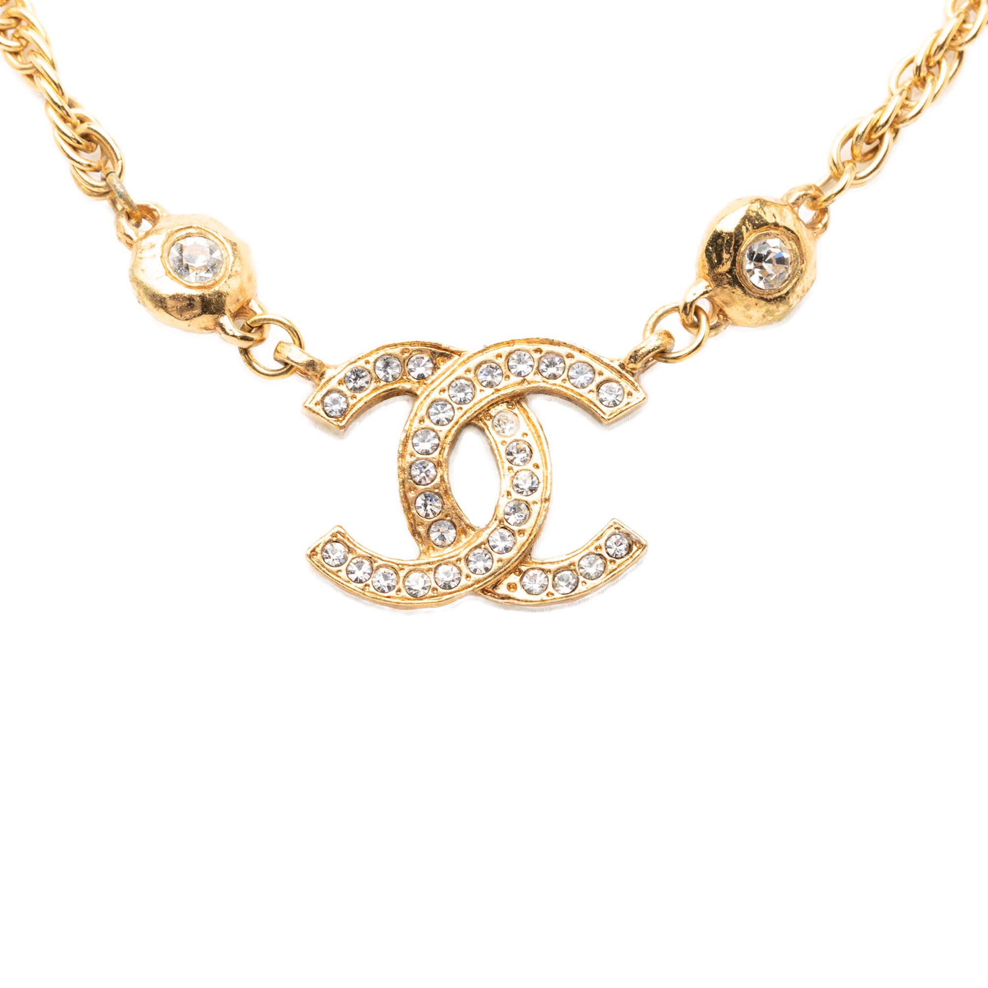 CC Gold Plated and Strass Pendant Necklace