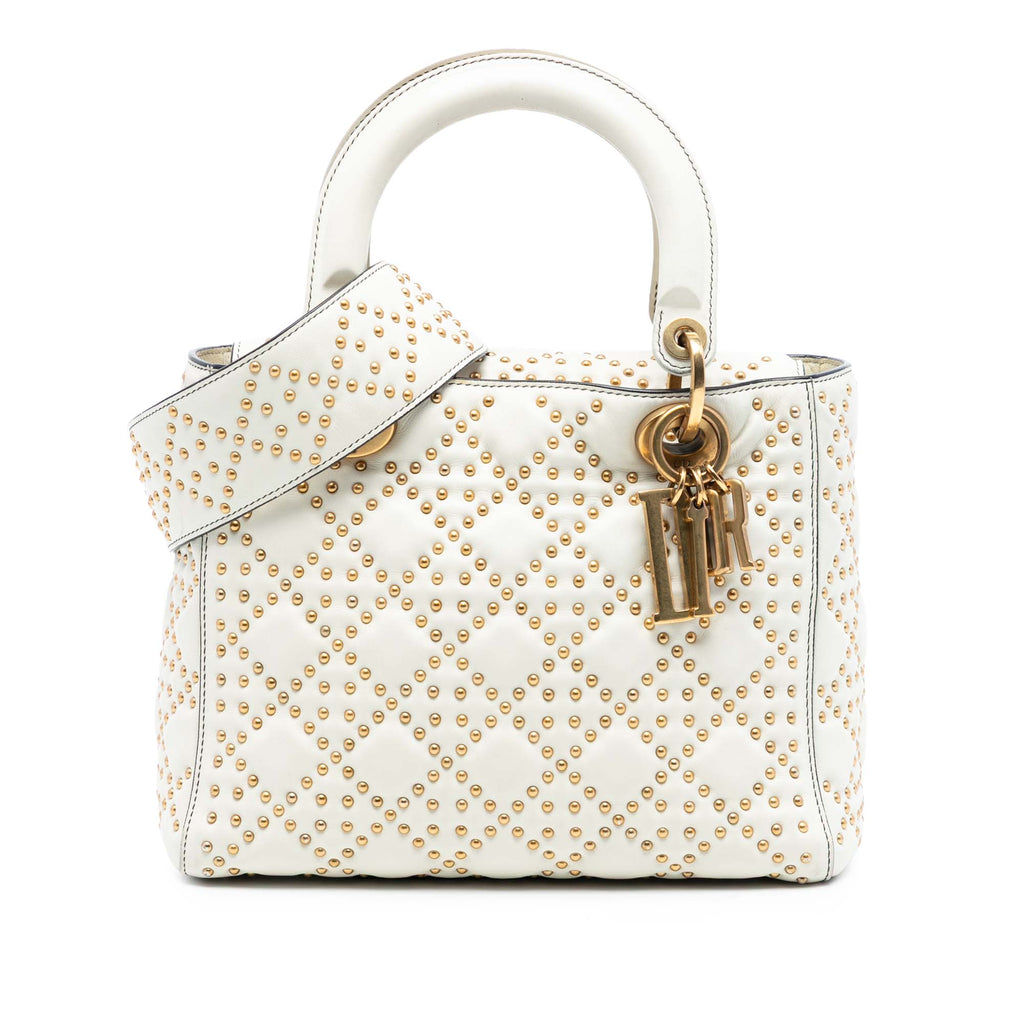 Medium Lambskin Cannage Studded Supple Lady Dior