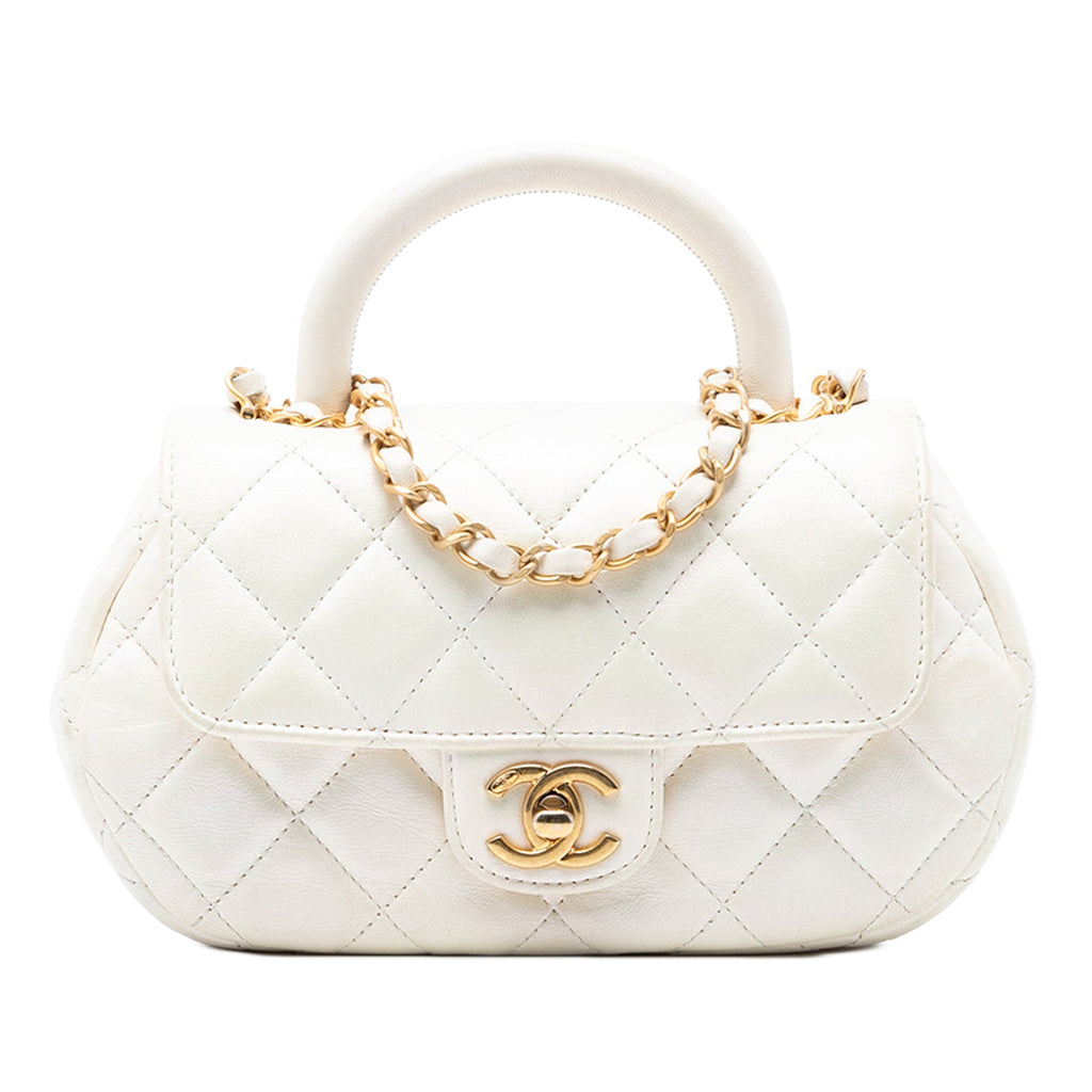 CC Quilted Lambskin Top Handle Bag