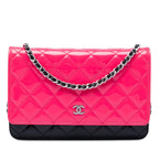 CC Bicolor Quilted Patent Wallet on Chain