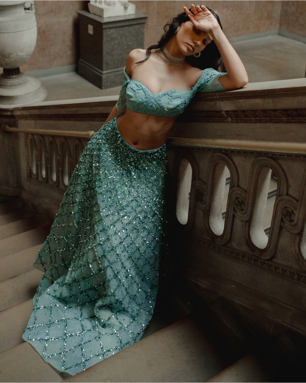 Sea Fairy Sparkle Skirt Set By KYNAH, Luxury Indian Fashion & Bridal Wear