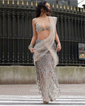 Silver Moon Sari Set By KYNAH, Luxury Indian Fashion & Bridal Wear