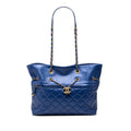 CC Calfskin Front Zip Drawstring Chain Tote
