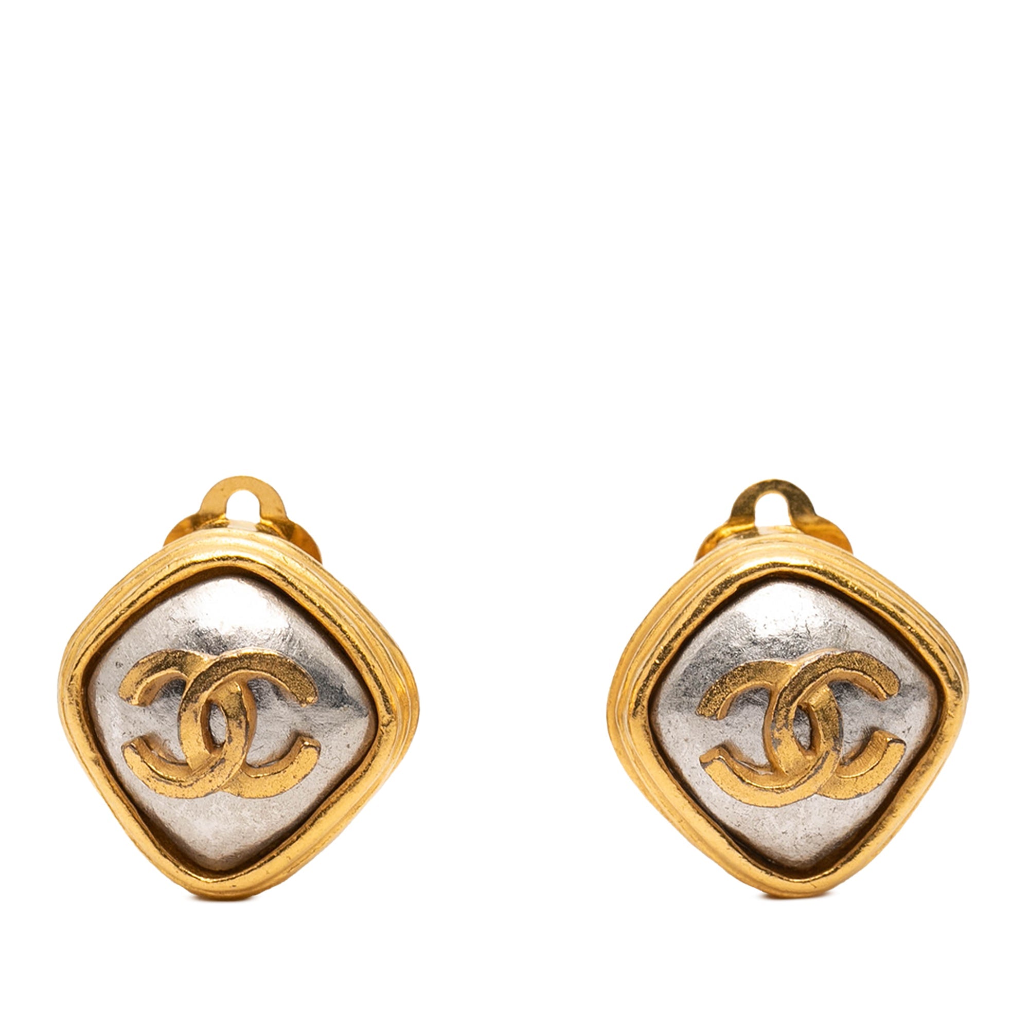 CC Gold Plated Diamond Shape Clip on Earrings