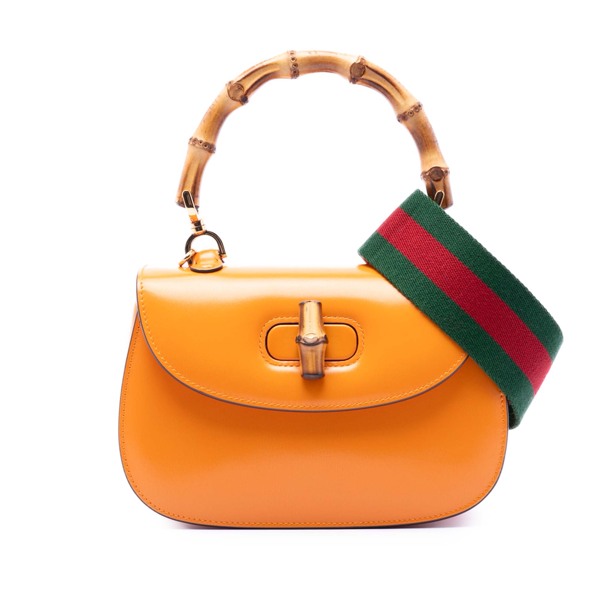 Small Calfskin Web Bamboo 1947 Top Handle Bag