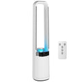 Bladeless Tower Fan for Bedroom, 36dB Standing Cooling Fan with 45° Oscillating, LED Lights, 3 Speeds, 12H Timer, Remote Control, 37 inch, White