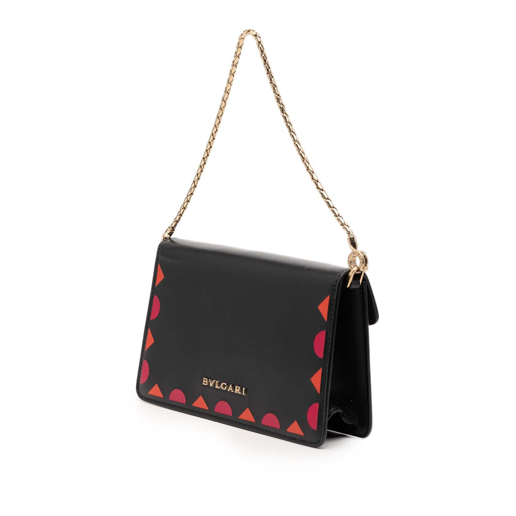 Mini Calfskin Geometric and Stars Patch Serpenti Forever Clutch with Chain