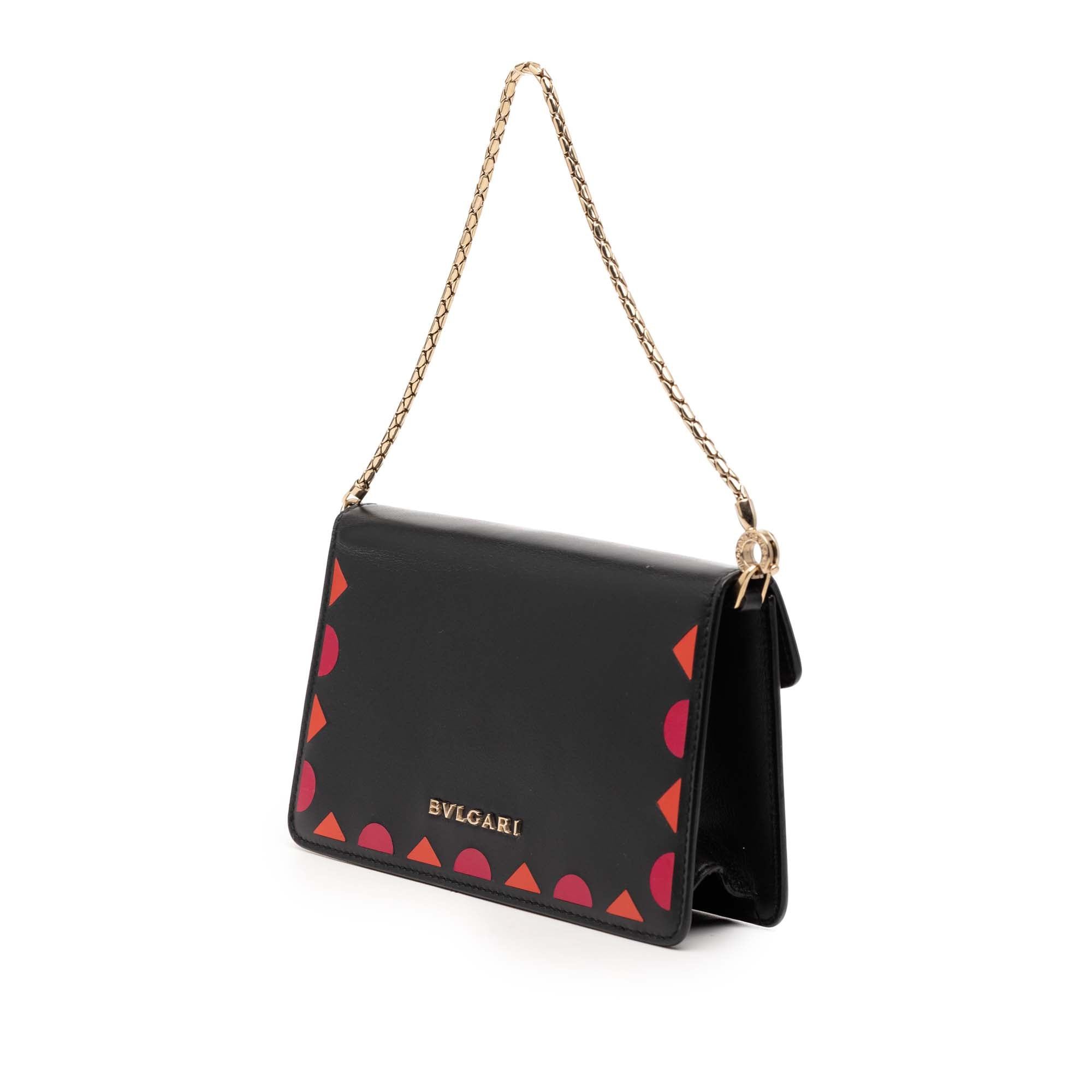 Mini Calfskin Geometric and Stars Patch Serpenti Forever Clutch with Chain