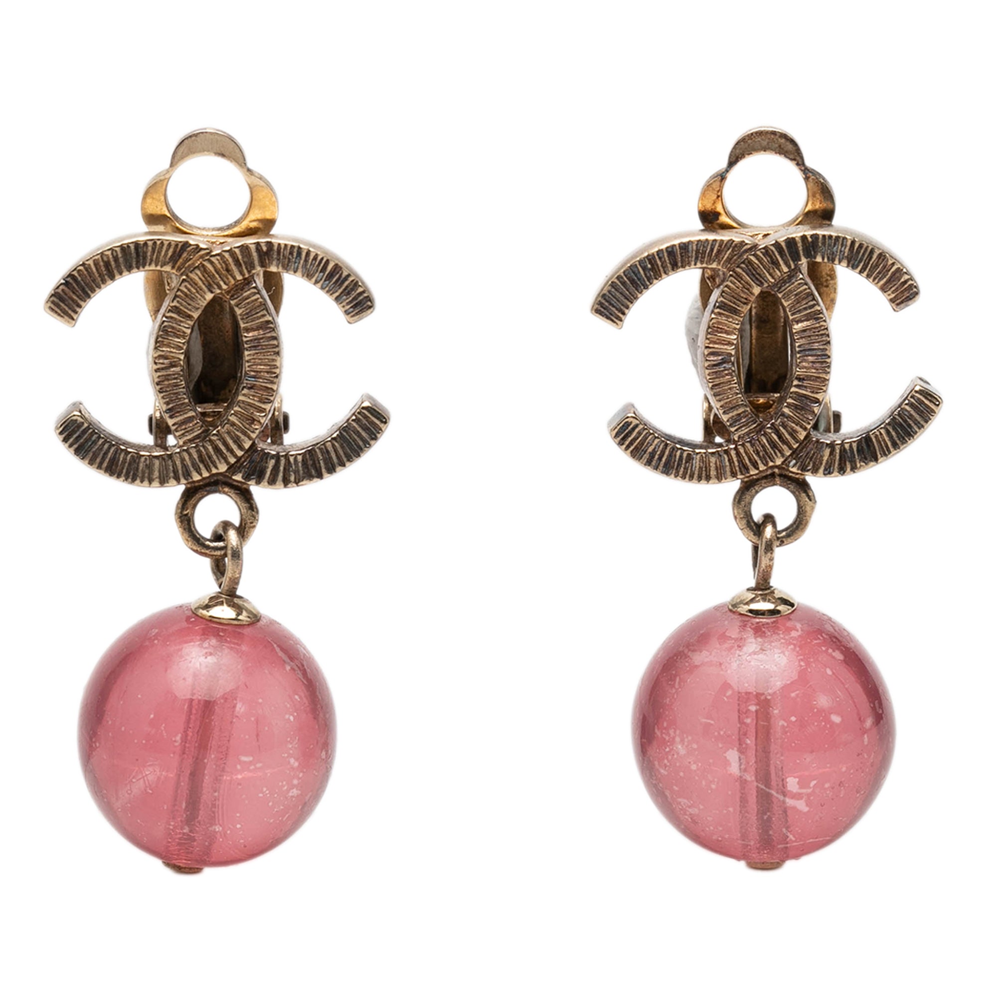 CC Brass Resin Drop Clip On Earrings