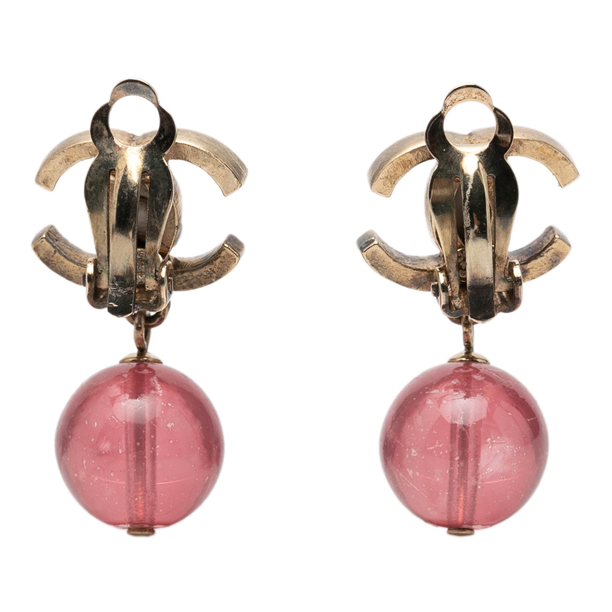 CC Brass Resin Drop Clip On Earrings