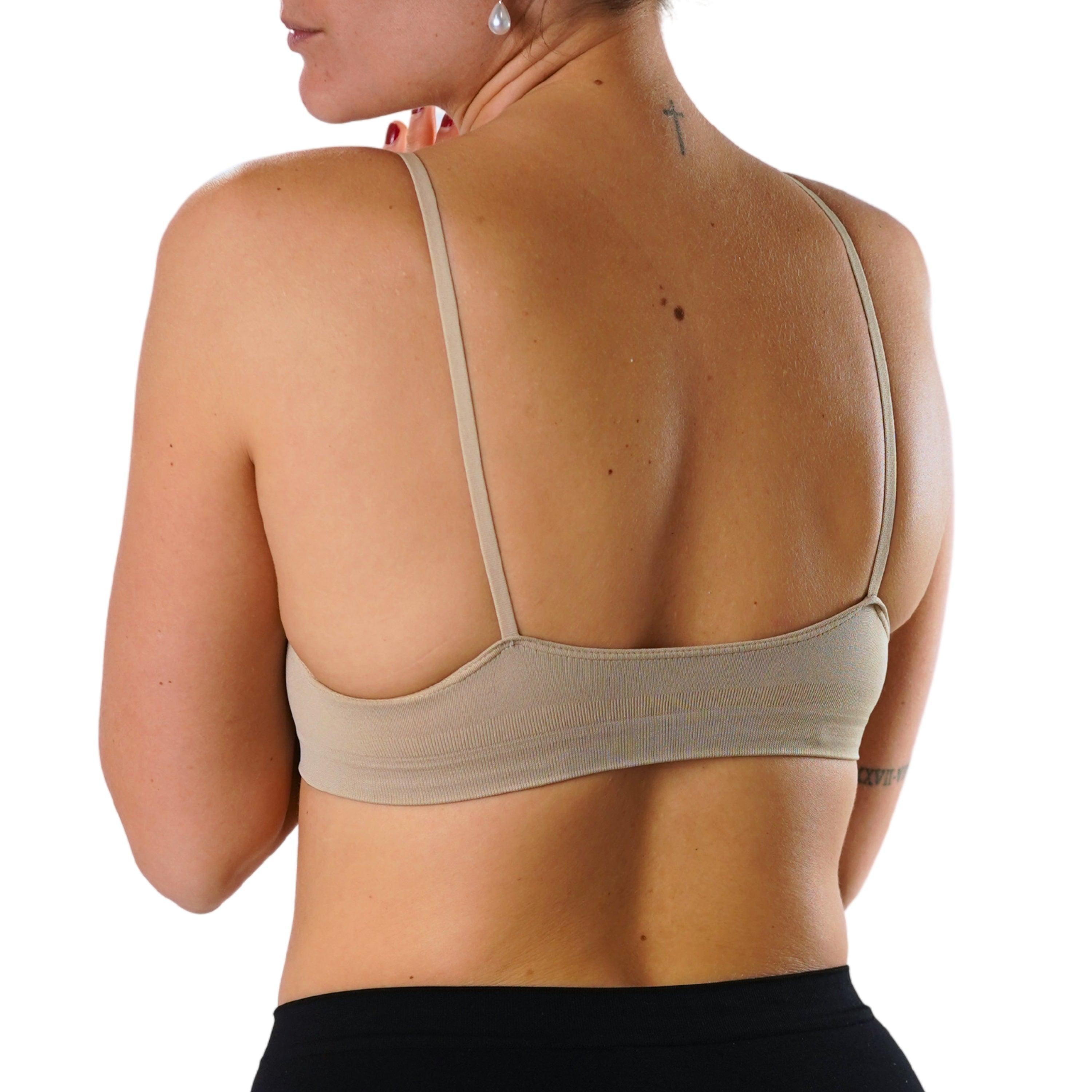 FEVI | Pack de 12 Tops con Tiras Ajustables en Negro, Beige y Blanco | Talla Única desde la 85 a la 95 | Sin Relleno
