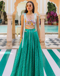 Watermelon Green Bandhini Lehenga Set By KYNAH, Luxury Indian Fashion & Bridal Wear