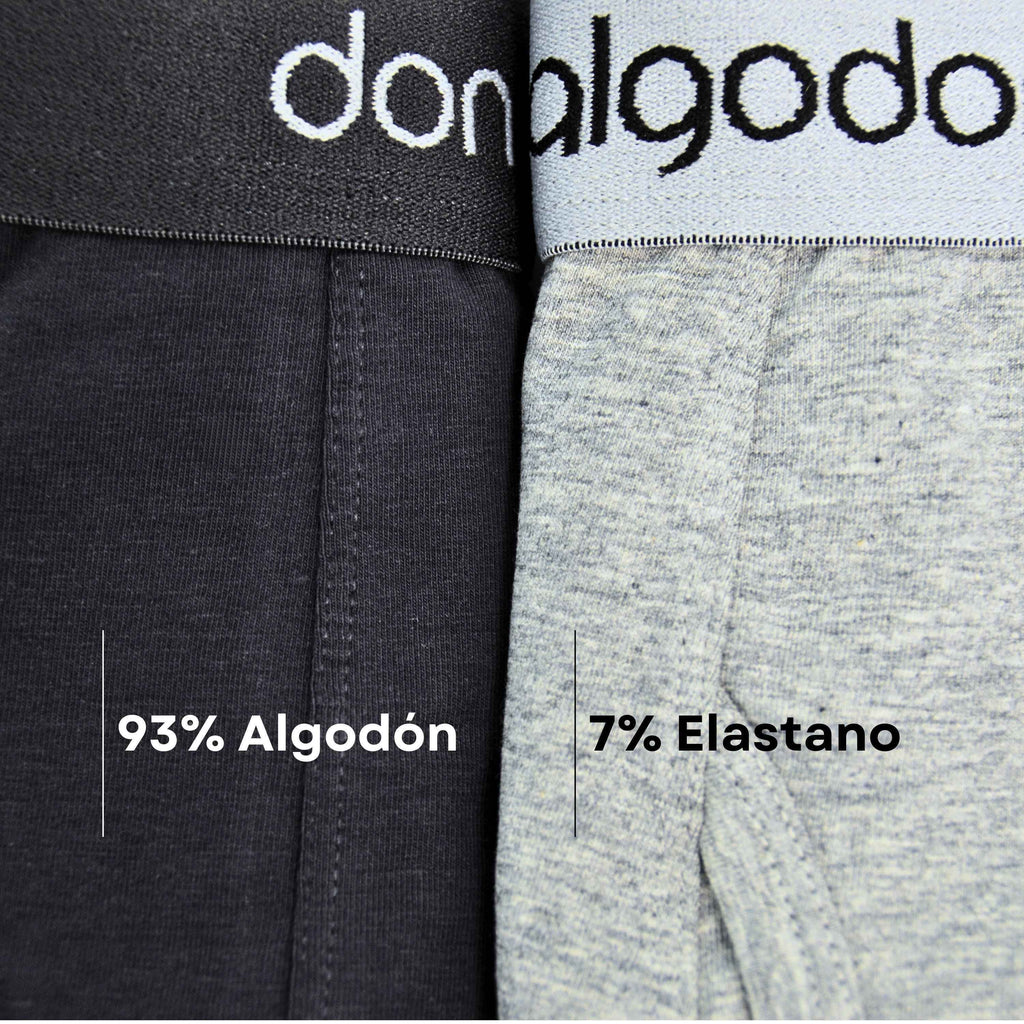 Don Algodón Premium | Pack de 6 Boxers Lisos para Hombre | Transpirables | 6 Colores Diferentes