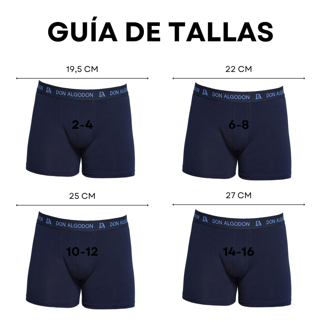 Don Algodon Kids | Pack 12 Boxers para Niño | Calzoncillos Transpirables y Cómodos | 6 Lisos y 6 Estampados