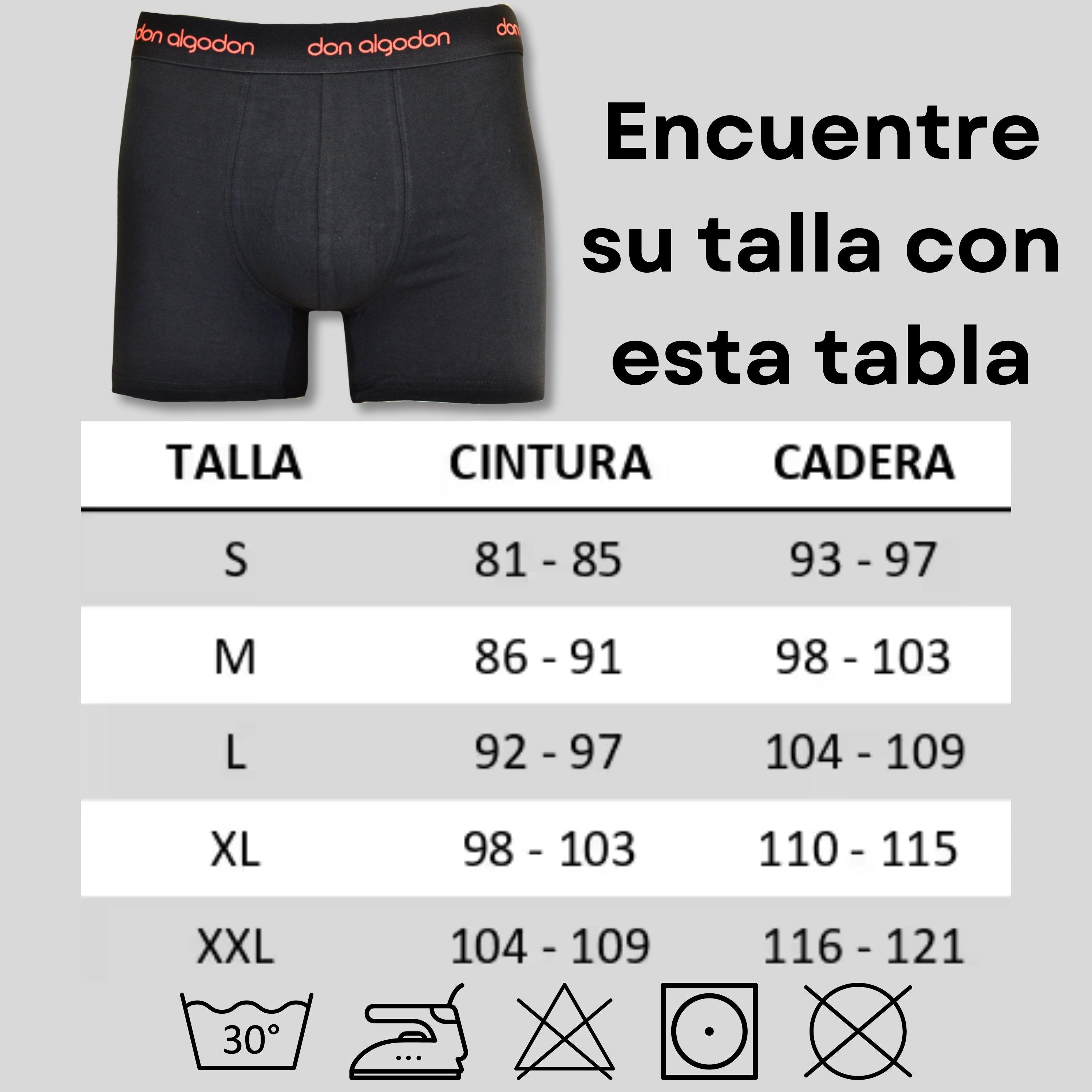 Don Algodon | Pack 6 Boxers para Hombre | Negros con Cintura a Colores | Transpirables