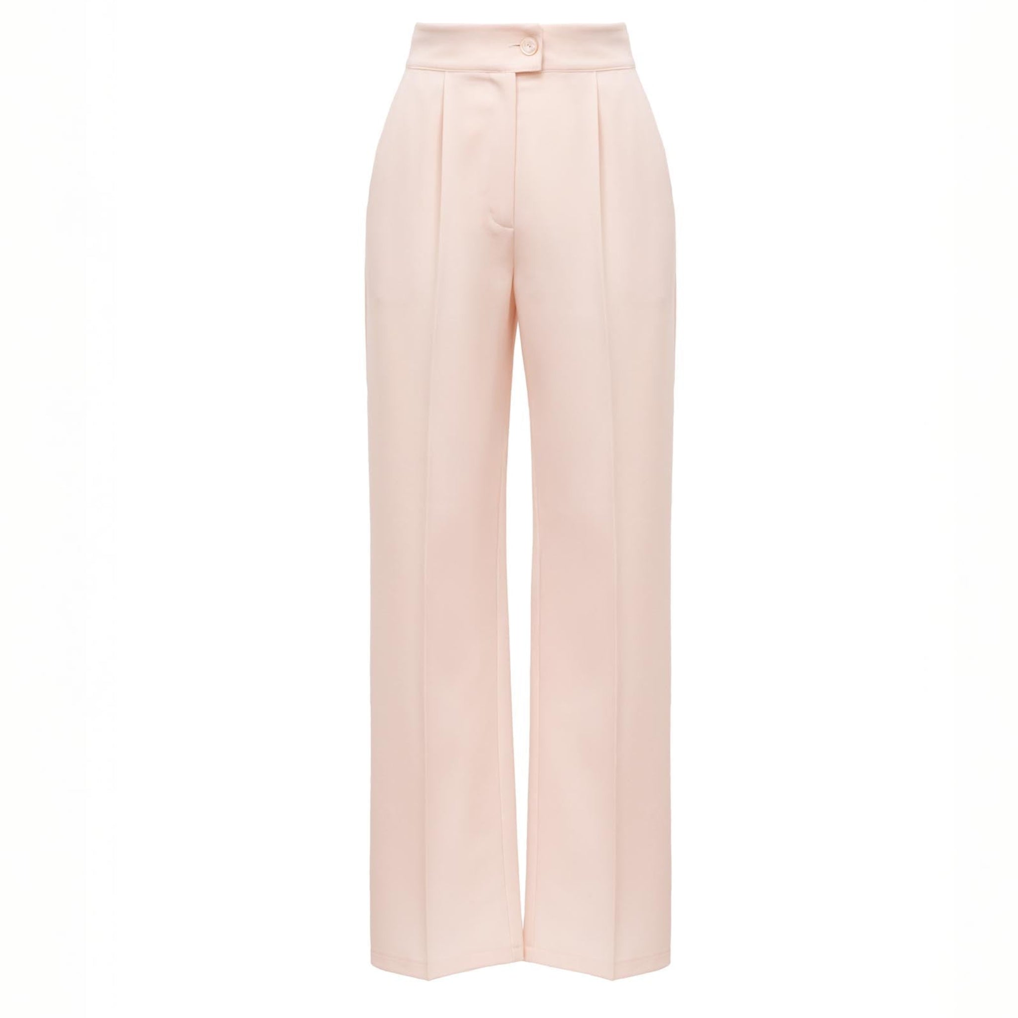 High-Waisted Pleated Blush Peach Trousers