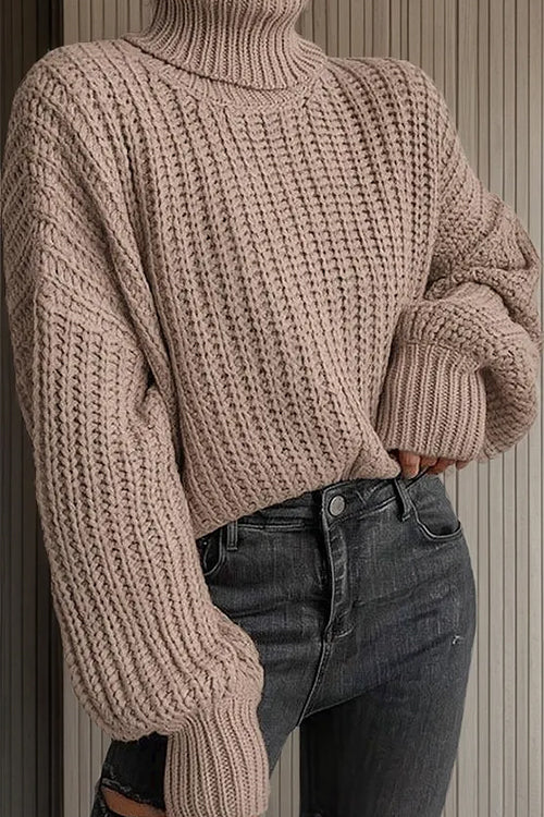 Turtleneck Drop Shoulder Comfy Pullover Sweater