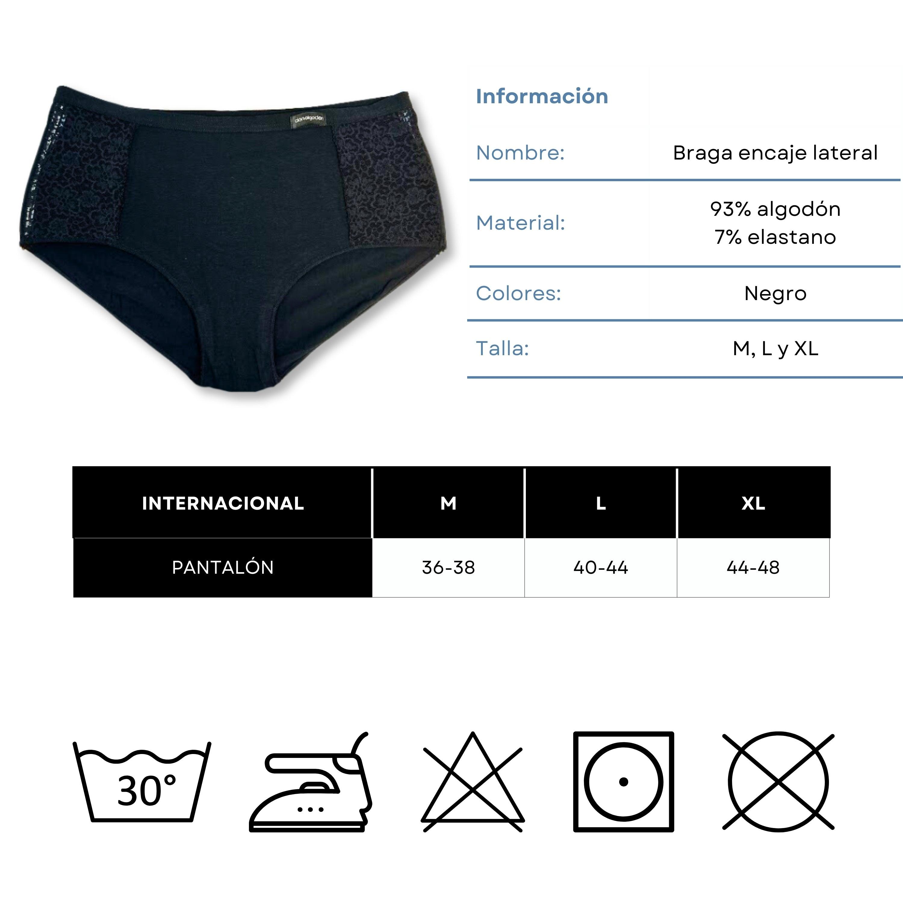Don Algodon | Pack de 6 Bragas con Cintura de Encaje Tiro Alto | Transpirables