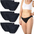 FEVI | Pack de 6 Braguitas Tiro Bajo |  1 o 3 Colores Diferentes: Blanco, Negro y Beige | Talla Única: M-L