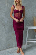 Sleeveless Twist Front Cut Out Ruched Bodycon Maxi Dress