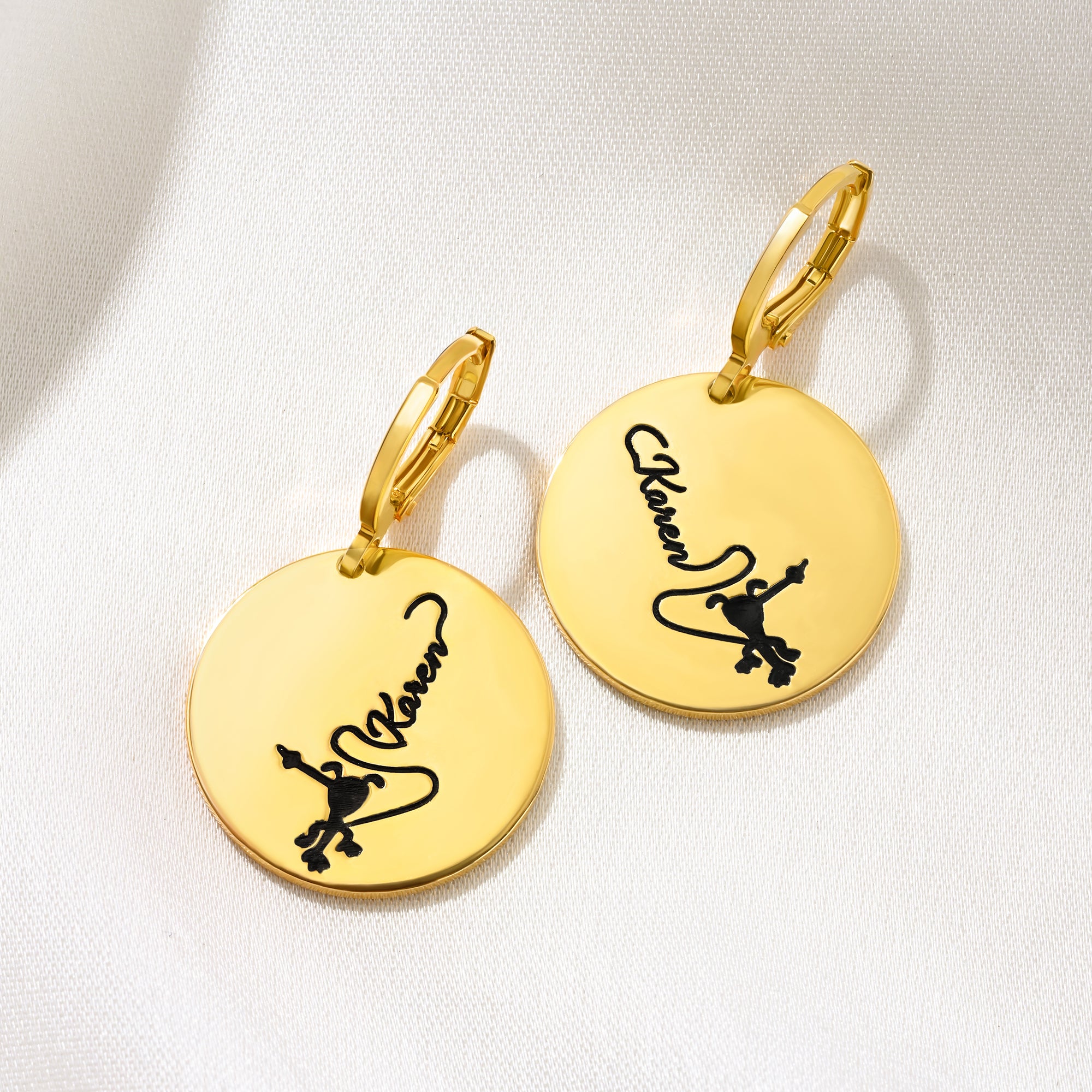 Pendientes colgantes personalizados de Marsupilami de cola larga con su nombre Regalo de cumpleaños para ella | Callie × Marsupilami