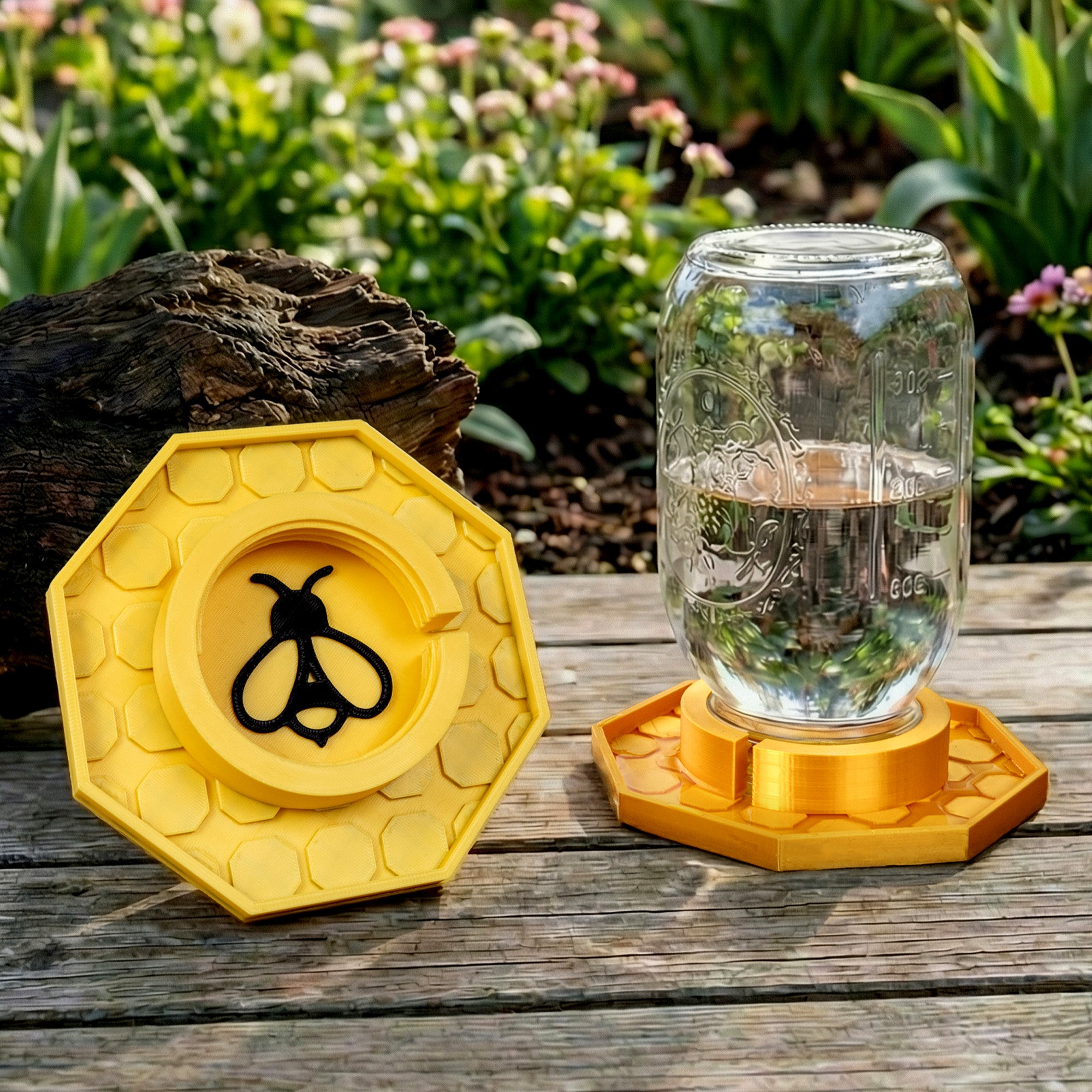 Estación de hidratación personalizada con abeja impresa en 3D multicolor y texto Decoración de jardín Regalo de cumpleaños para amante de la jardinería